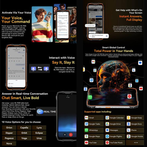  Téléphone robuste Blackview BL7000, 8 Go + 256 Go, écran 6,78 pouces, Android 15, MediaTek Dimensity 6300 Octa Core, réseau : 5G, NFC, OTG (noir) SB455B1321-023